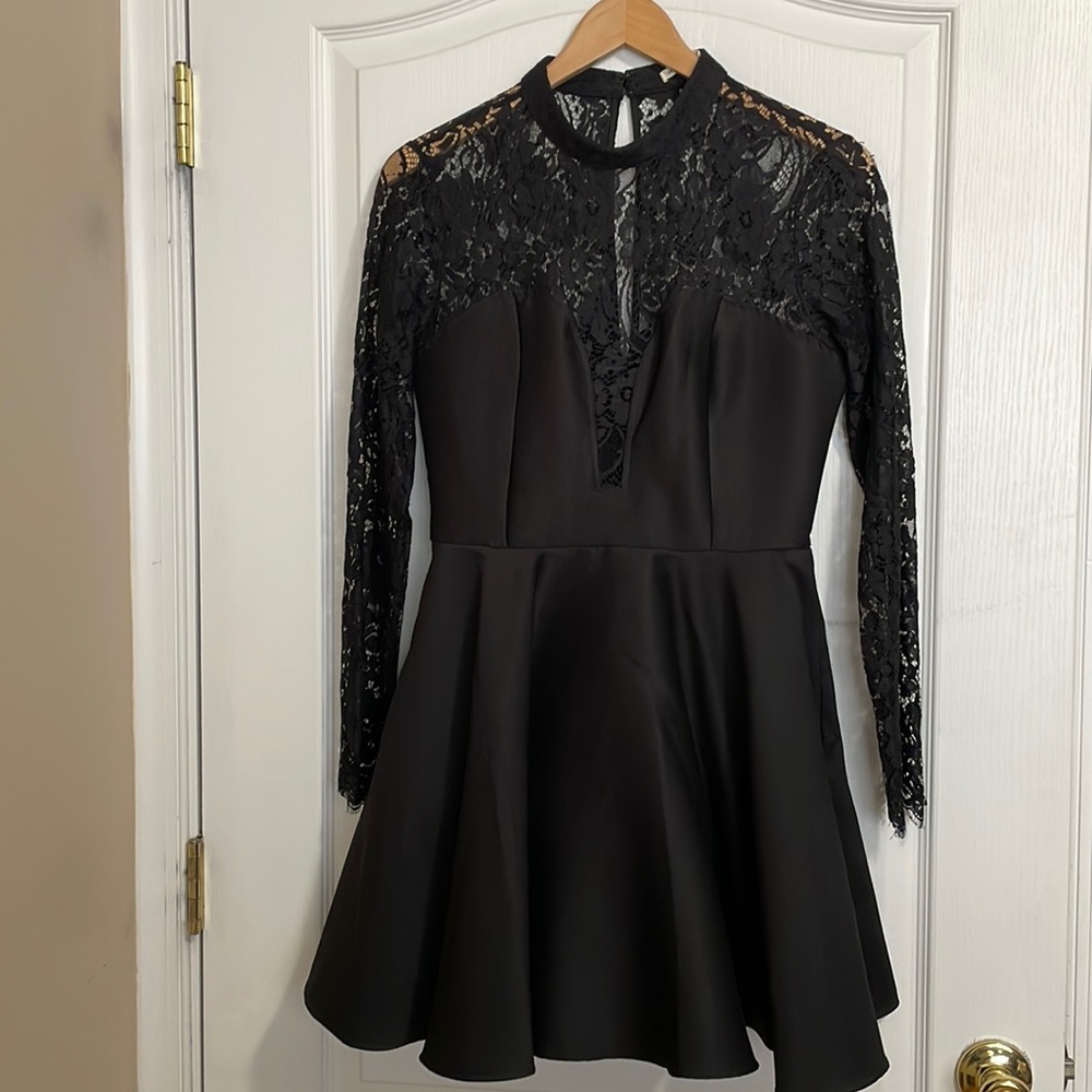 Mustard Seed black lace mini dress M